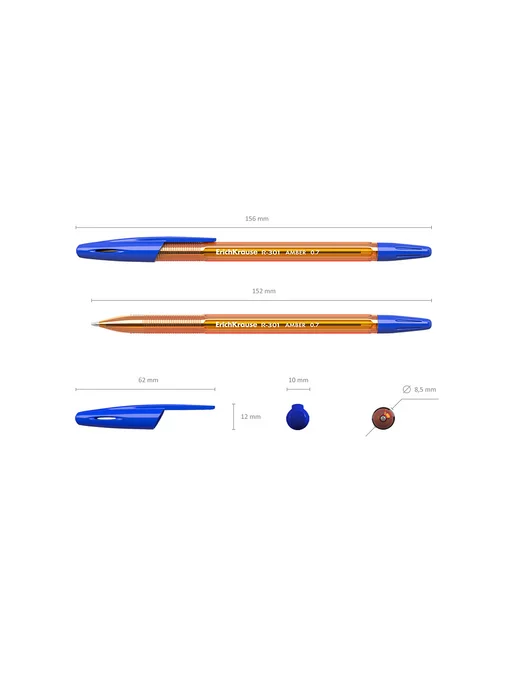ERICH KRAUSE Ручка Еrich Krause R-301 orange, синие, 2 блистера по 4 шт, 20 шт, шариковая, фото 3