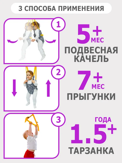 Спортбэби Прыгунки VIP без крепления 3в1. Подвесная качель детская, вариант, фото 8