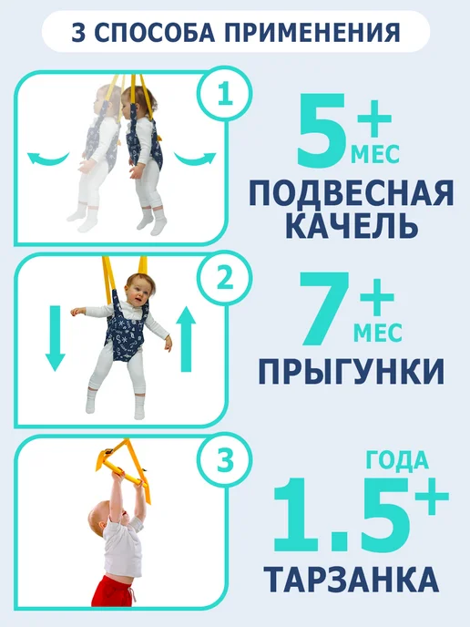 Спортбэби Прыгунки VIP без крепления 3в1. Подвесная качель детская, синий, фото 8