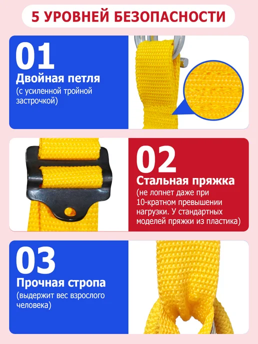 Спортбэби Прыгунки VIP без крепления 3в1. Подвесная качель детская, красный, фото 4