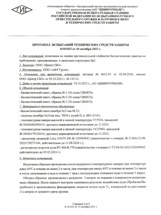 A&P Групп Комплект баллистики А-18 Голиаф-Г Ars Arma S M вариант 1 Бр2, 4 шт, фото 3