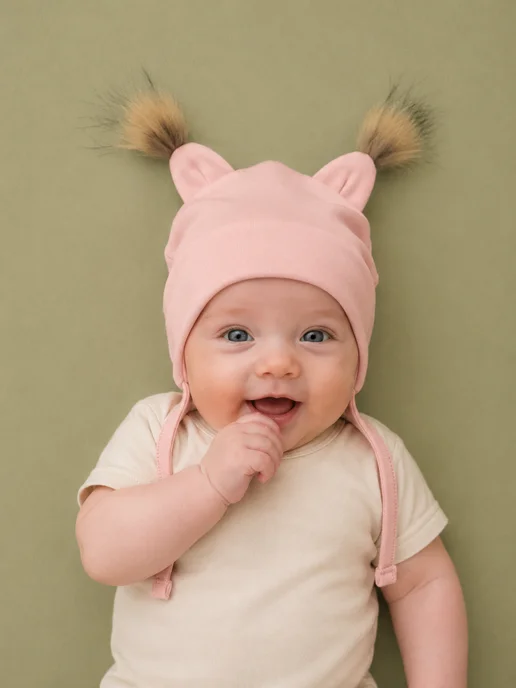 Little Star Чепчик для малышей шапочка для новорожденных Белочка, бежевый, фото 2