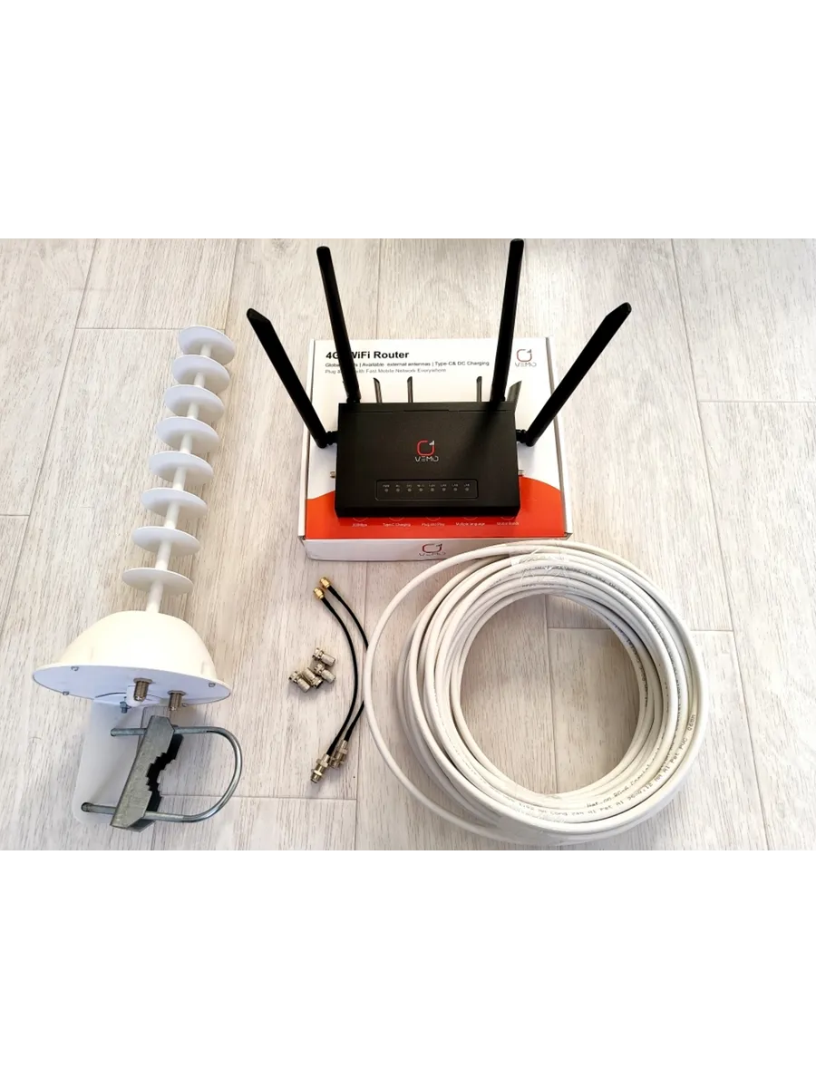 Комплект интернета 17дб MIMO 4G прошитый WIFI роутер VEMO