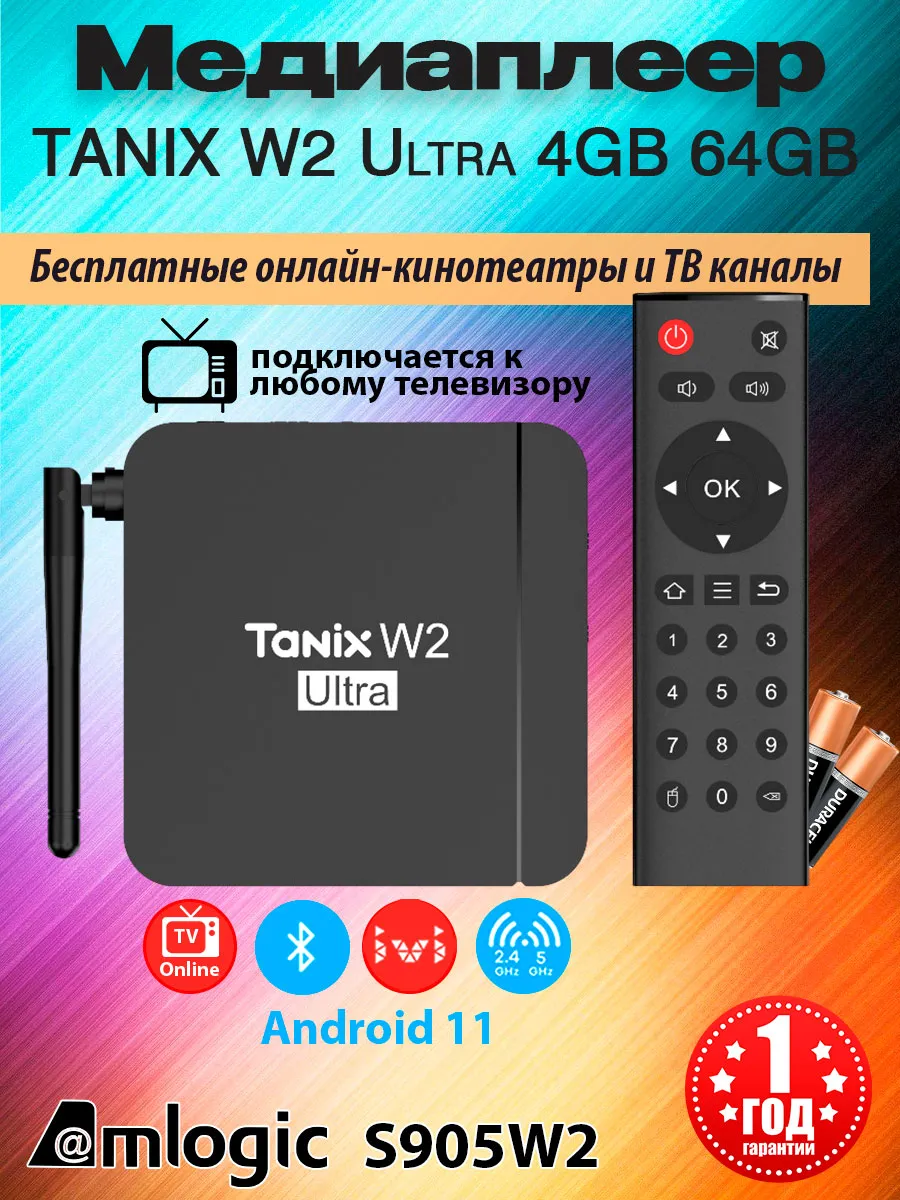 Смарт ТВ приставка медиаплеер Tanix W2 Ultra 4/64GB Wi-Fi