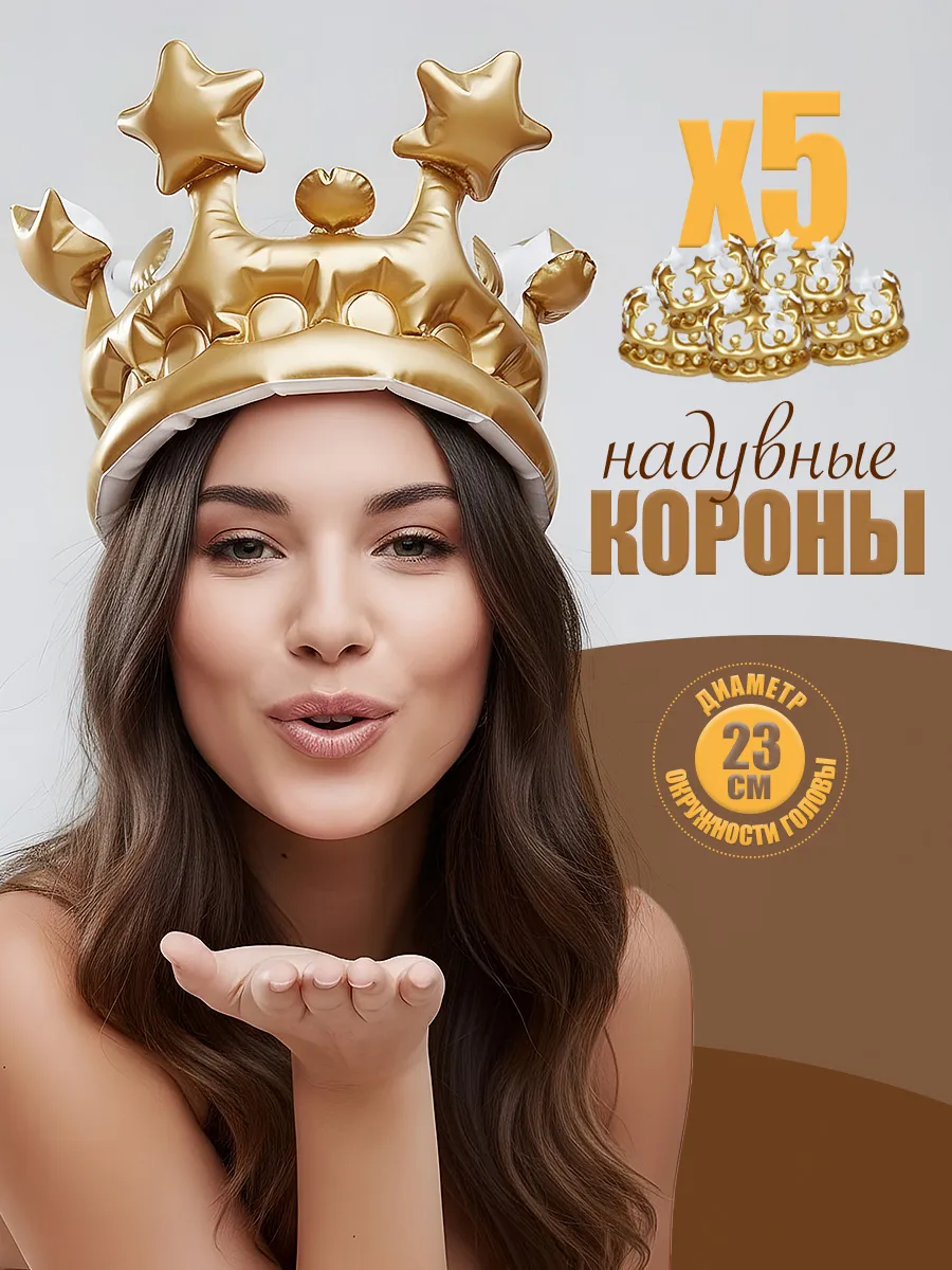 Надувная корона именинника на голову золотая