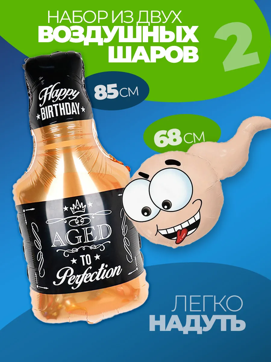 Воздушные фольгированные шары 18+ член и виски