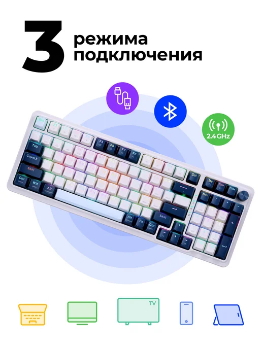 Redragon Клавиатура механическая игровая беспроводная Eisa Pro, синий, фото 2