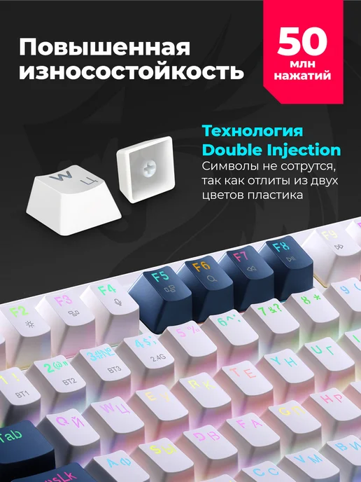 Redragon Клавиатура механическая игровая беспроводная Eisa Pro, синий, фото 6