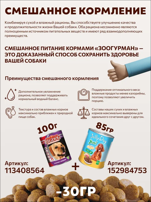 Сухой корм ЗООГУРМАН Бигдог для собак, крупные, ягненок, 10 кг, фото 2