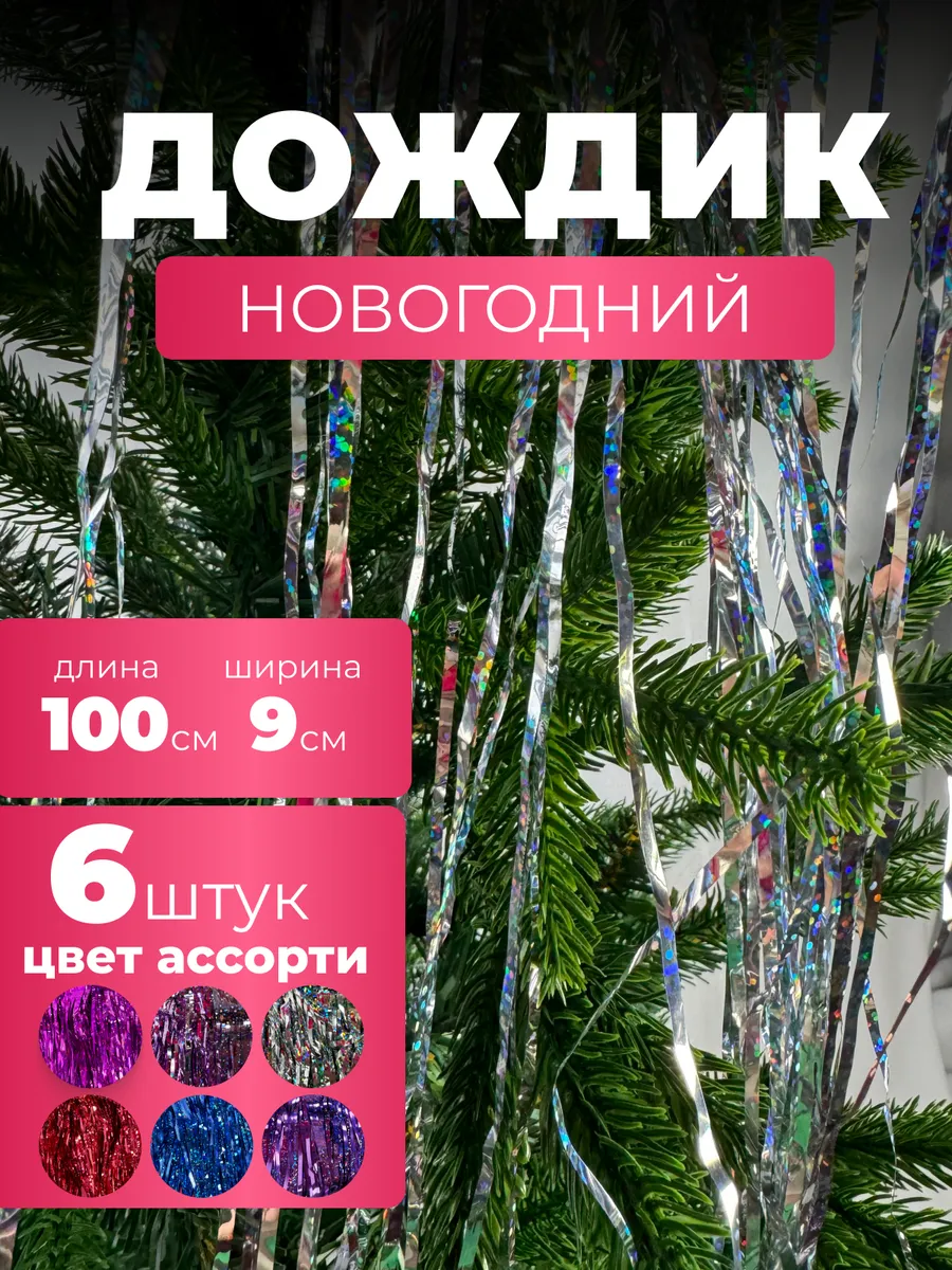 Дождик новогодний голографический на елку