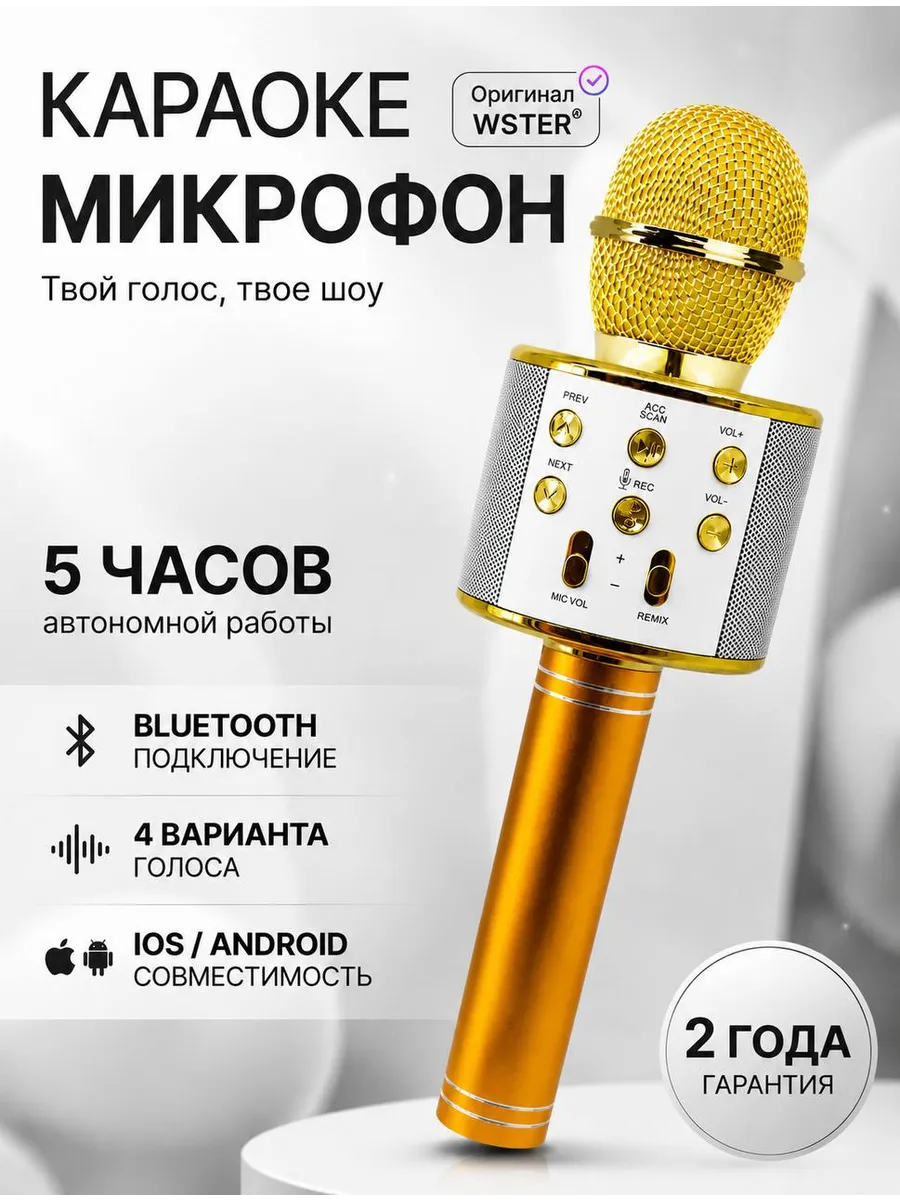 Микрофон детский для караоке беспроводной WSTER (Оригинал)
