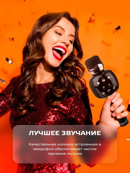 Wster Музыкальный микрофон караоке детский, черный, фото 4