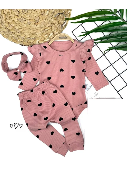 Murat Baby Collection Костюм с сердечками для новорожденных, красный, фото 2