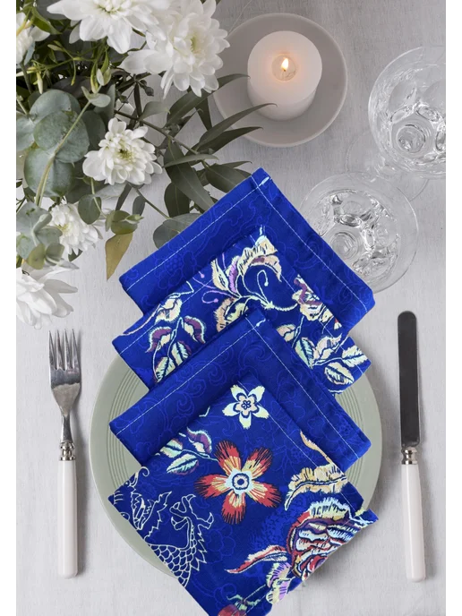 SUPER TEXTILE Салфетки сервировочные Год дракона синий 35х35 - 4 шт, 35x35, 4 шт, фото 2