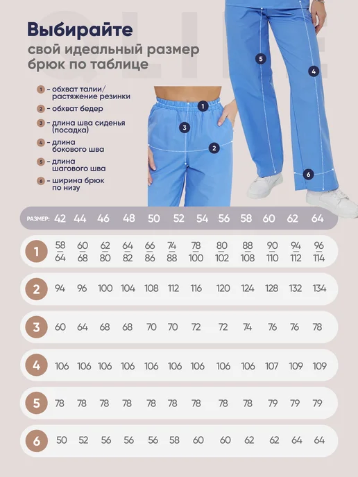 QLIFE Медицинский костюм хирургический с брюками, голубой, фото 4