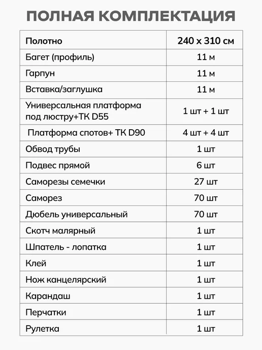 City Market Натяжной потолок без нагрева комплект матовый 220 на 290 см, 290, фото 2