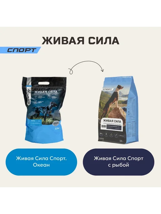 Сухой корм Живая сила Активных Гранула для собак, крупные, рыба, 20 кг, фото 2