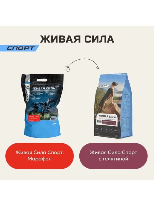 Сухой корм Живая сила Активных Гранула для собак, крупные, телятина, 20 кг, фото 2