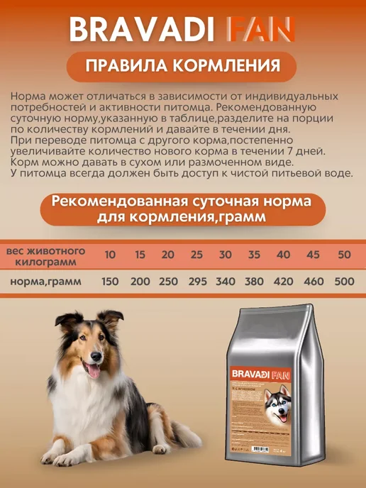 Сухой корм Bravadi Fan Пребиотики для собак, крупные, средние, ягненок, 4 кг, фото 5