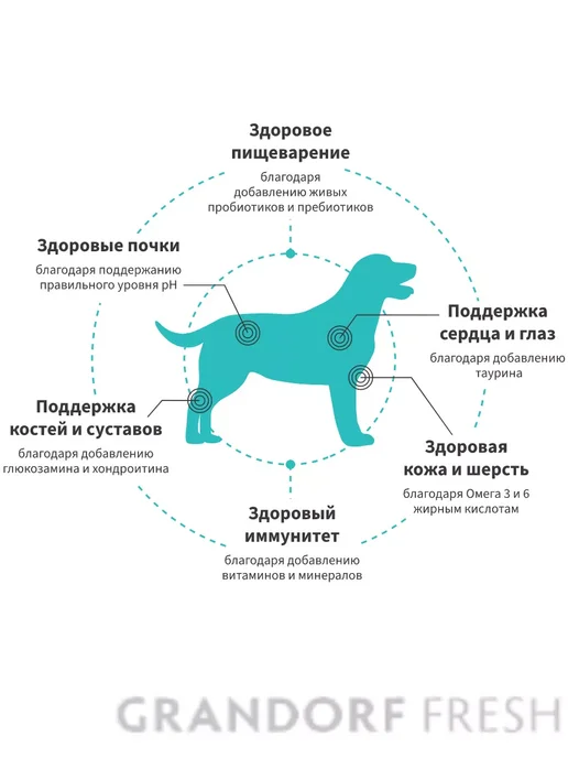 Сухой корм Грандорф Фреш для собак, беззерновой, крупные, средние, лосось, 1 кг, фото 6