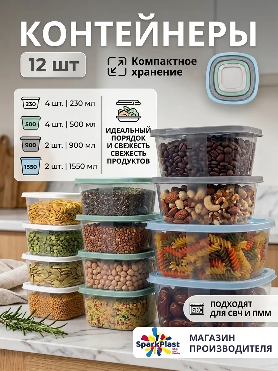 Набор контейнеров для еды 12 шт