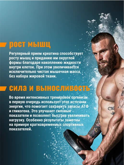BodyHack Креатин, Creatine Monohydrate 200 г, без вкуса, 40 порций, 450 г, фото 5