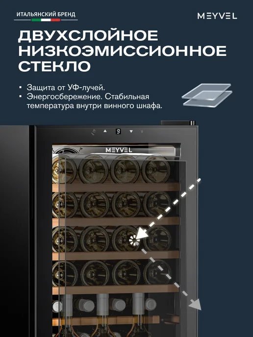 Meyvel Винный шкаф холодильник на 28 бутылок MV28-KBF1, черный, фото 7