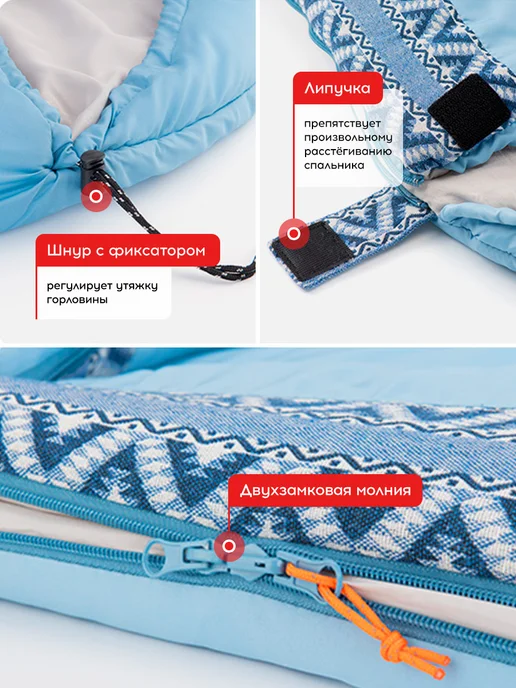 Naturehike Спальный мешок туристический (190+30)х75 см ТК +9C, голубой, фото 3