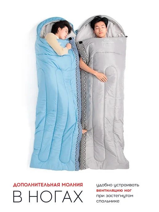 Naturehike Спальный мешок туристический (190+30)х75 см ТК +9C, голубой, фото 5