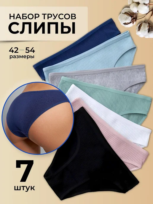 Себио Трусы слипы набор хлопок, синий
