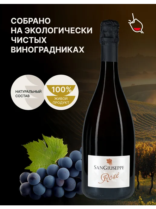 San Giuseppe Вино игристое розовое брют Rose, розовый, фото 4