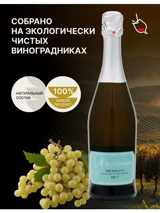 San Giuseppe Вино игристое белое брют Prosecco Treviso, белый, фото 4