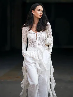 Лонгслив с воланами блузка с кружевом ESMA STYLE 304557565 купить за 3 147 ₽ в интернет-магазине Wildberries - Трендовые лонги 2025