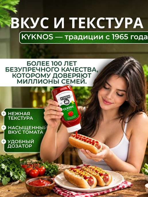 Kyknos Кетчуп томатный классический, 560 г, 560 г, фото 3