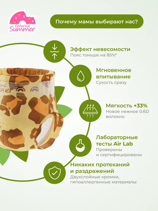 Enternal Summer Подгузники Fashion Gala 3 М (6-11 кг) 46 шт, 3 м, 11 кг, фото 3