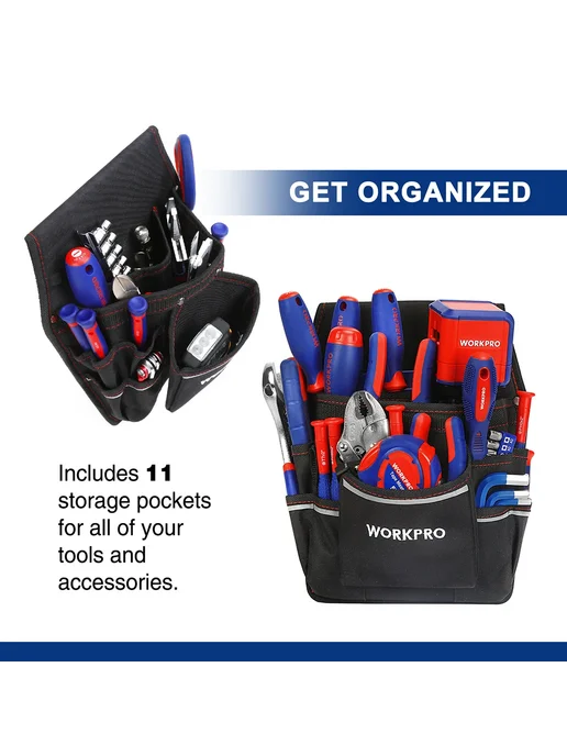 WORKPRO Сумка-органайзер для инструментов, черный, фото 3