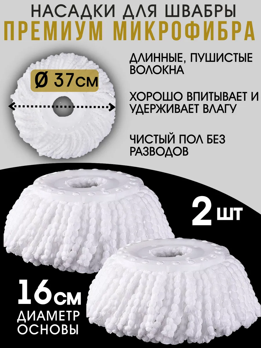 Насадка на швабру круглая микрофибра основание 16 см. 2 шт