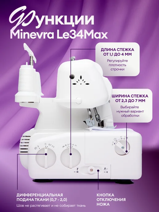Minerva TM Оверлок Minerva LE34MAX, вариант, фото 2