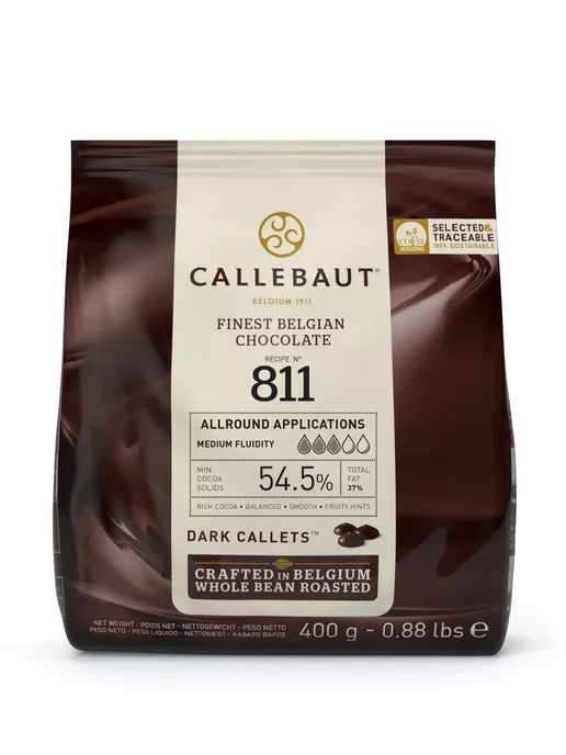 CALLEBAUT Шоколад кондитерский темный какао 54,5%, 400г, 400 г, фото 3