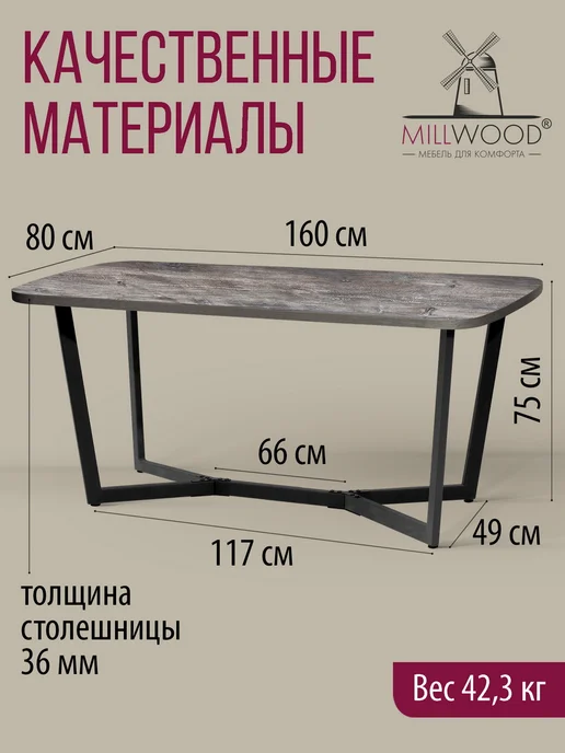 Millwood Стол обеденный, черный, фото 3