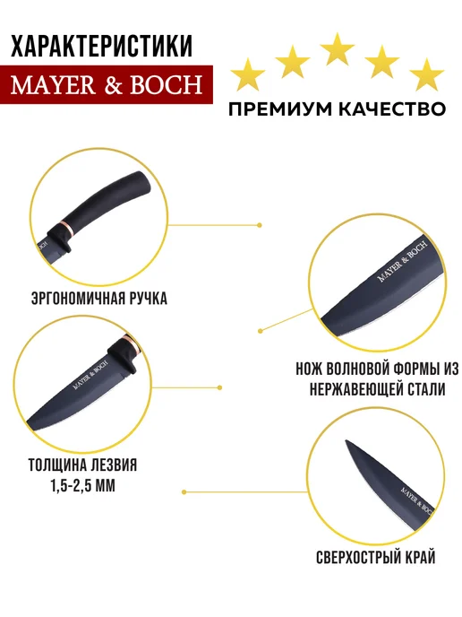 Нож кухонный универсальный острый 19,5 см - фото 9