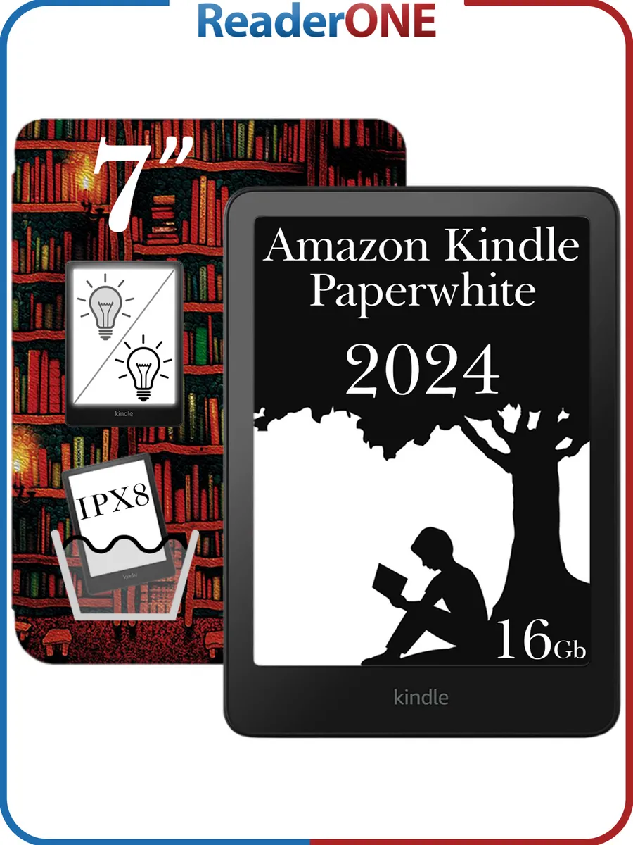 Ридер Kindle PaperWhite 12 2024 16Gb SO Black с чехлом R-ON