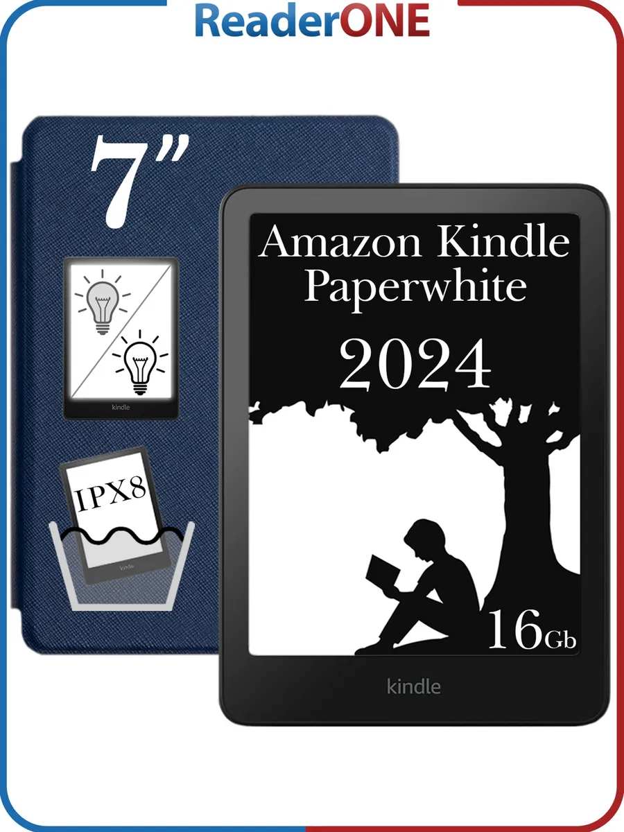 Ридер Kindle PaperWhite 12 2024 16Gb SO Black с чехлом R-ON
