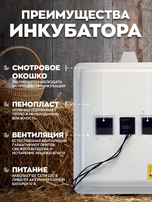 Несушка Инкубатор автоматический на 77 яиц, белый, фото 4