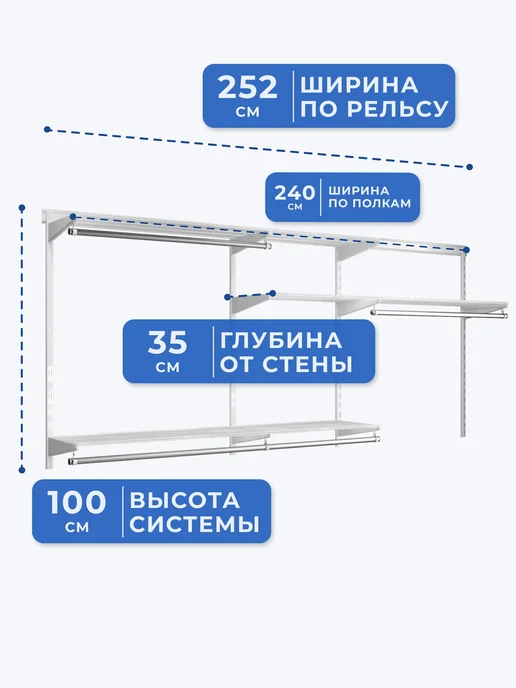 Volazzi Home Гардеробная система, стеллаж для хранения металл №32, белый, фото 4