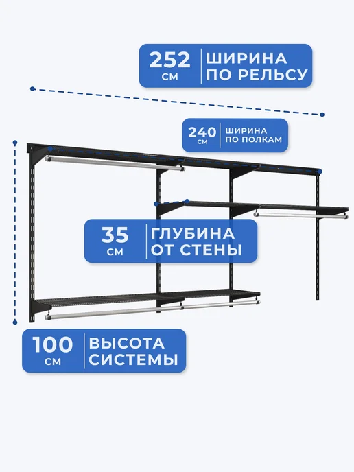 Volazzi Home Гардеробная система, стеллаж для хранения металл №32, черный, фото 4