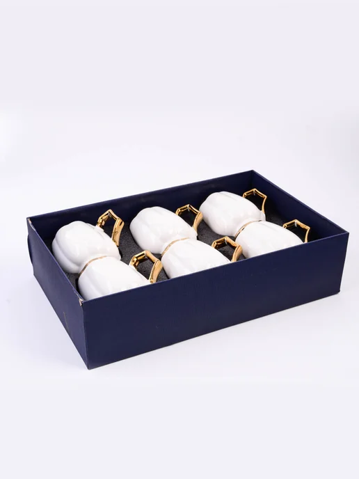 Кружки для чая набор 6 штук фарфор подарочный - фото 6