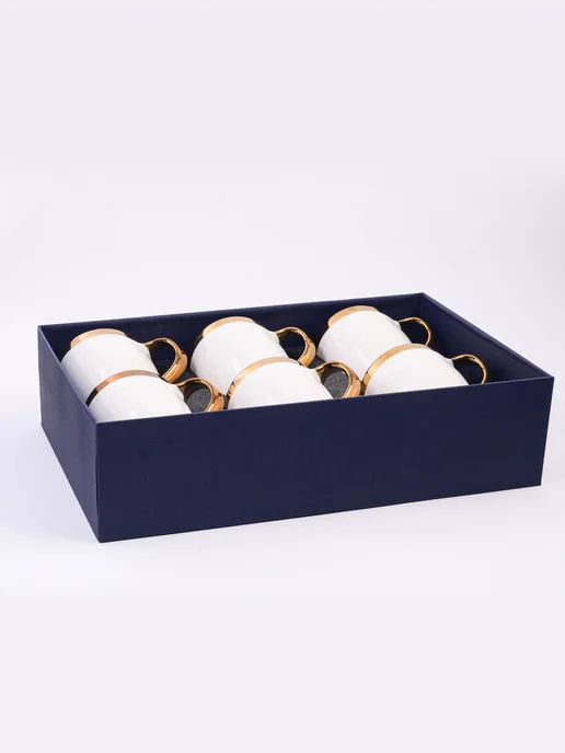 Кружки для чая набор 6 штук фарфор подарочный - фото 6