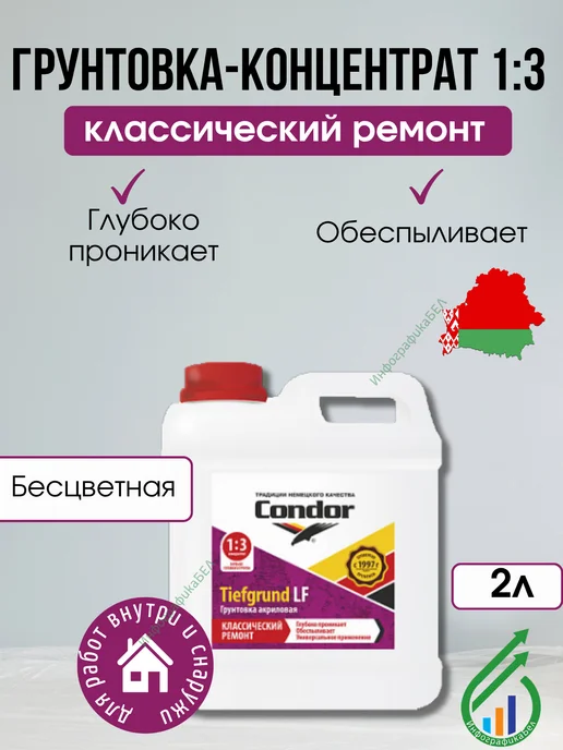 Condor Традиции Немецкого Качества Грунтовка-концентрат Кондор Tiefgrund LF 0,5л, 2 л