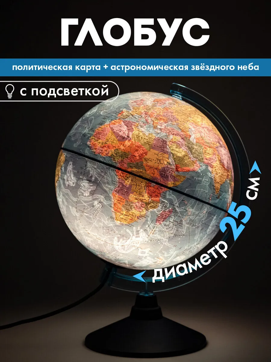 Глобус политический, звездного неба для школы с подсветкой